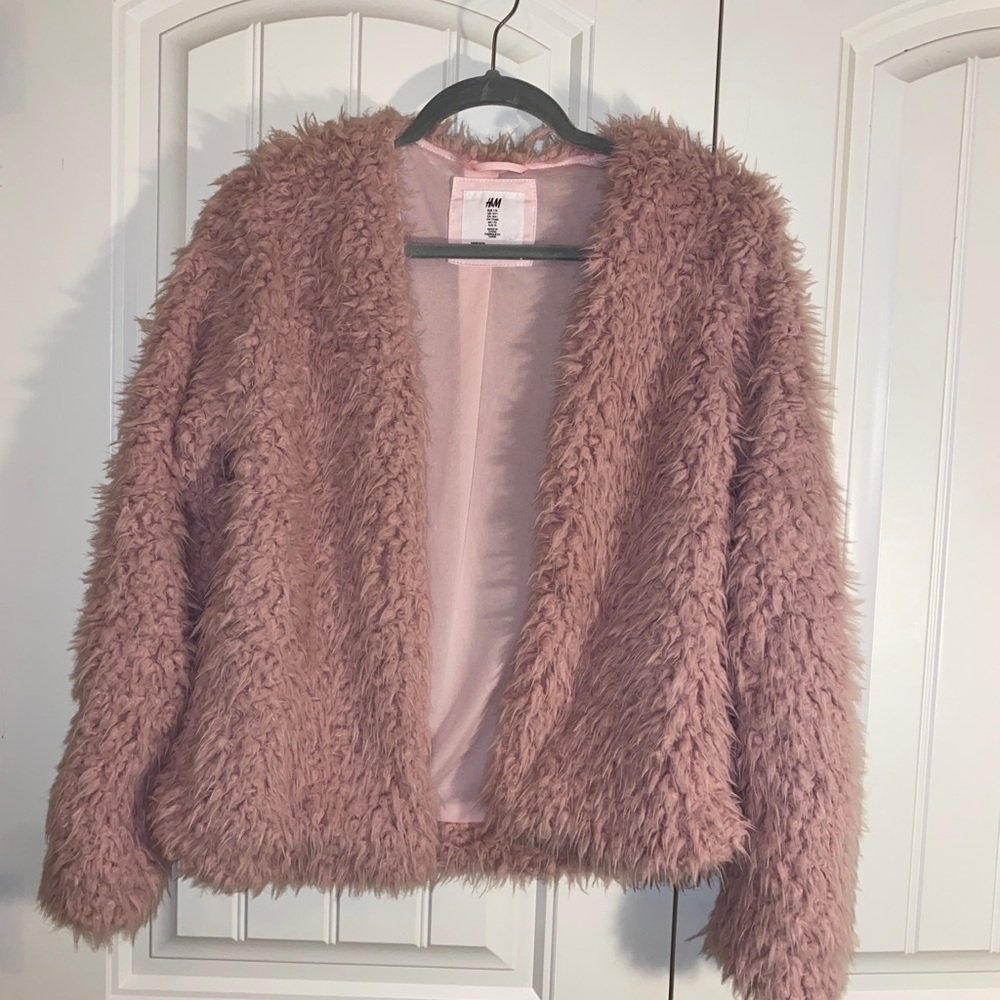H&M faux fur jacket size jr 14Y+